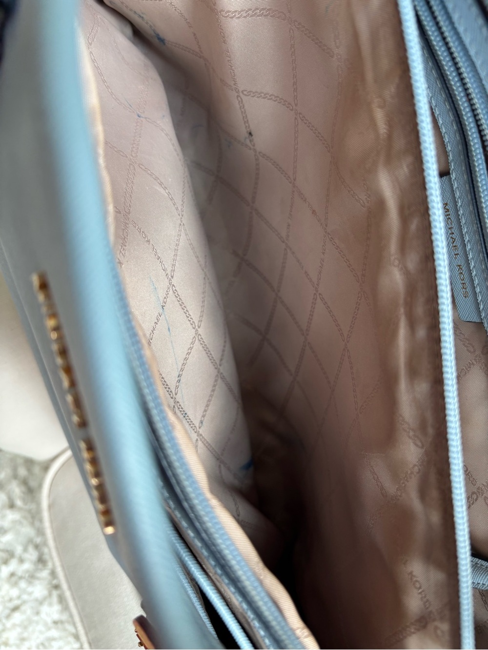 Michael Kors Light Blue Tote with Tan Straps - Picture 8 of 9
